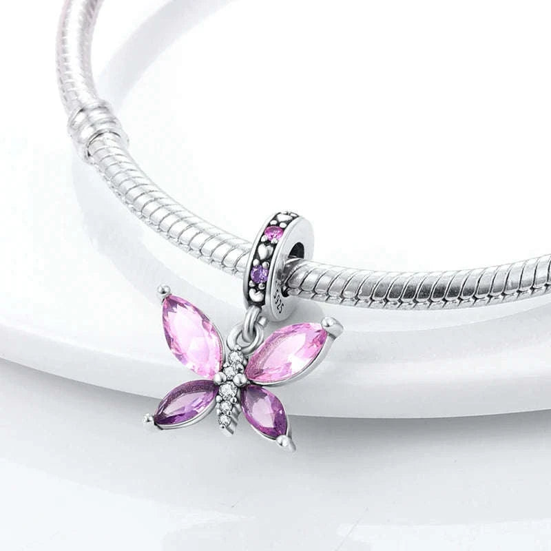 925 Sterling Silver Luminous Firefly Butterfly Charm-KTC268