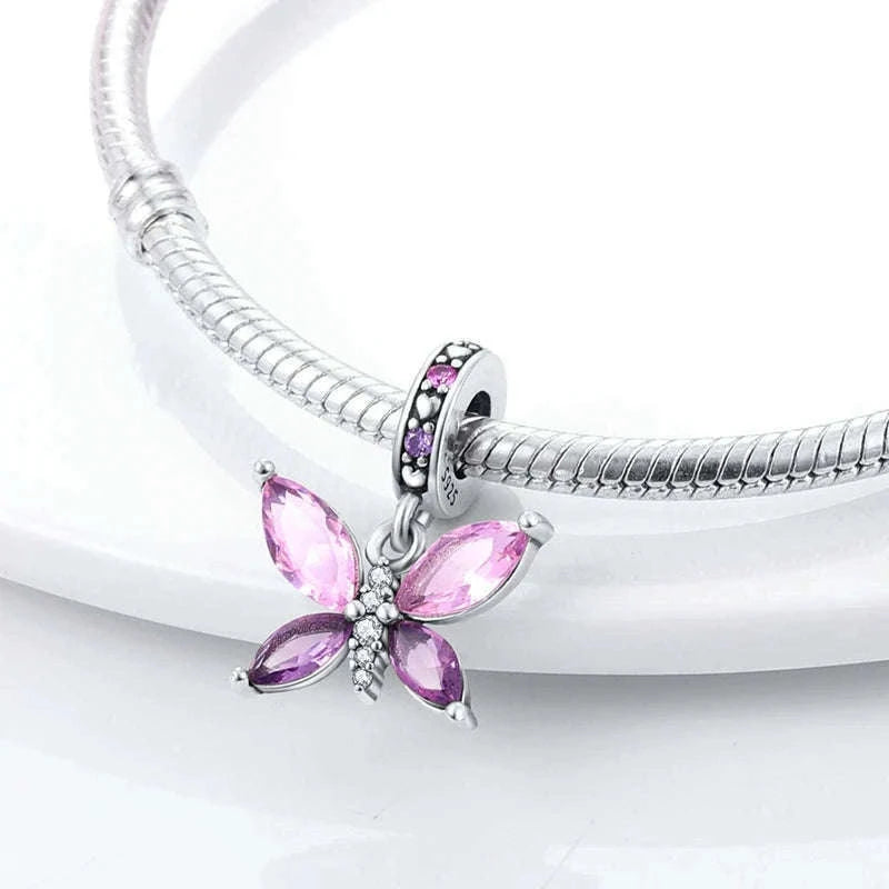 925 Sterling Silver Luminous Firefly Butterfly Charm-KTC268