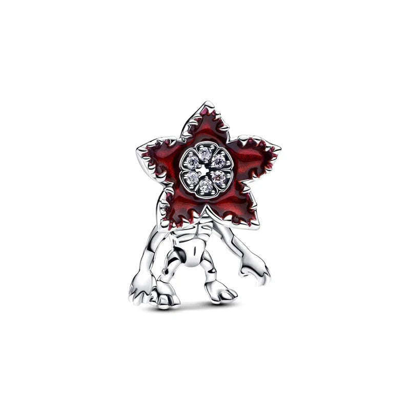 925 Sterling Silver Night Lamp Heart & Magic Flower Monster Pendant Charm-BMT1334