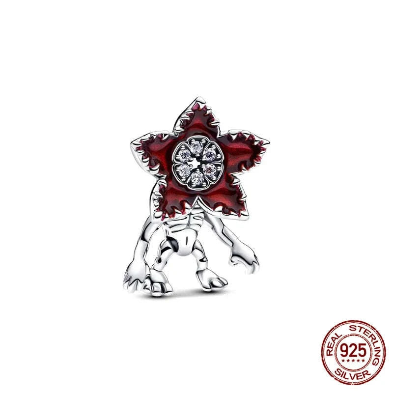 925 Sterling Silver Night Lamp Heart & Magic Flower Monster Pendant Charm-BMT1334