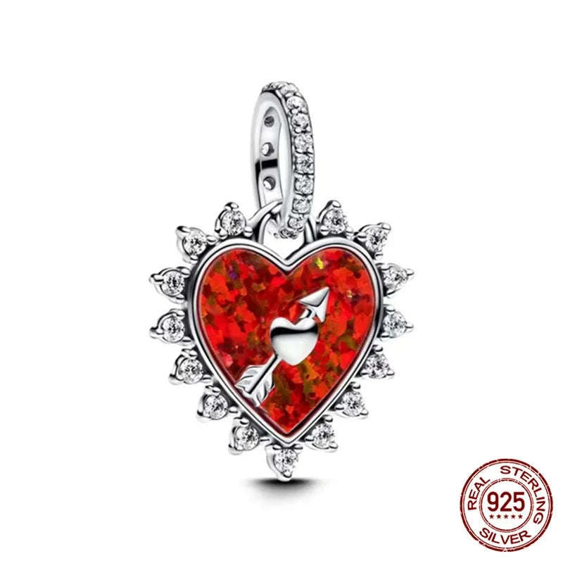 925 Sterling Silver Night Lamp Heart & Magic Flower Monster Pendant Charm-BMT1334