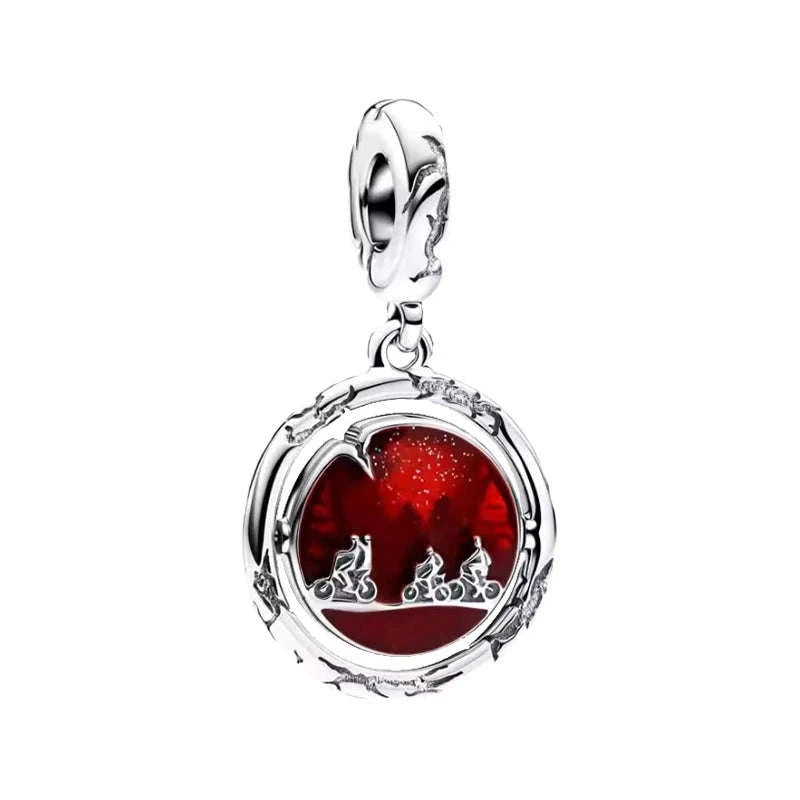 925 Sterling Silver Night Lamp Heart & Magic Flower Monster Pendant Charm-BMT1334
