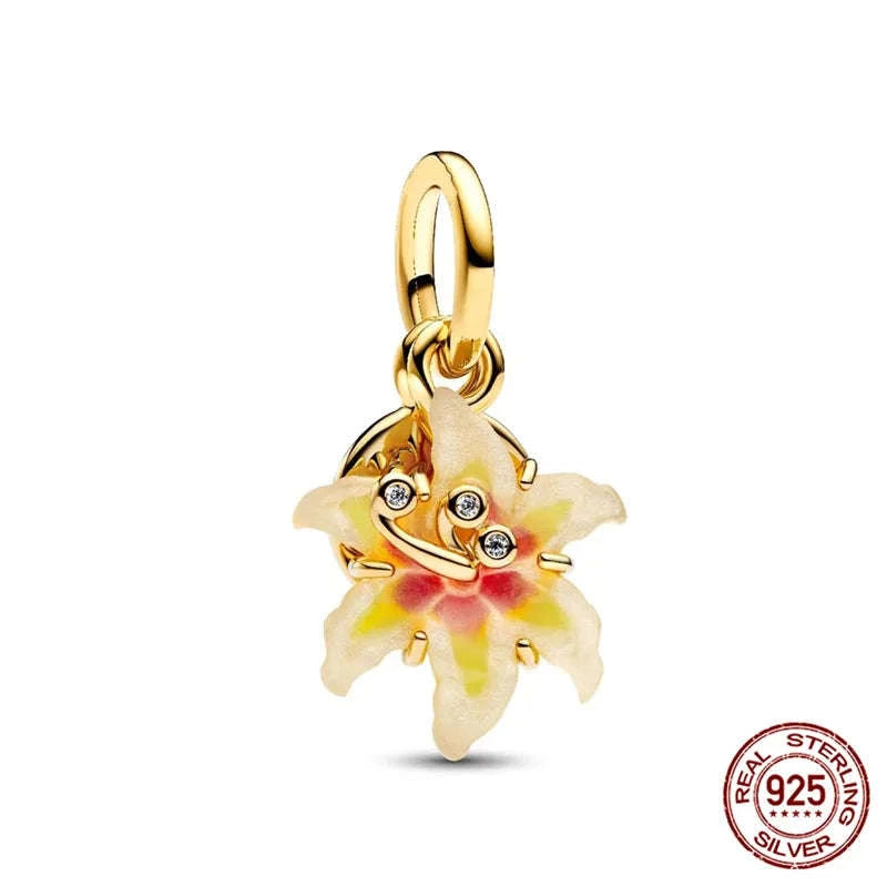 925 Sterling Silver Night Lamp Heart & Magic Flower Monster Pendant Charm-BMT1334