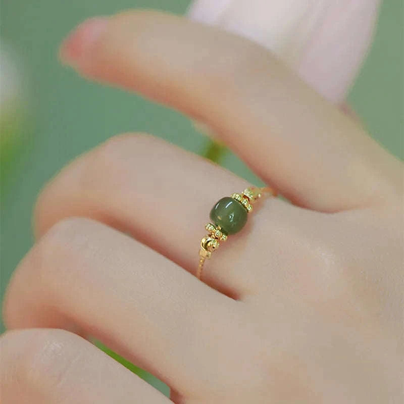 925 Sterling Silver Plated Hetian Jade Bamboo Ring-32WAA7448