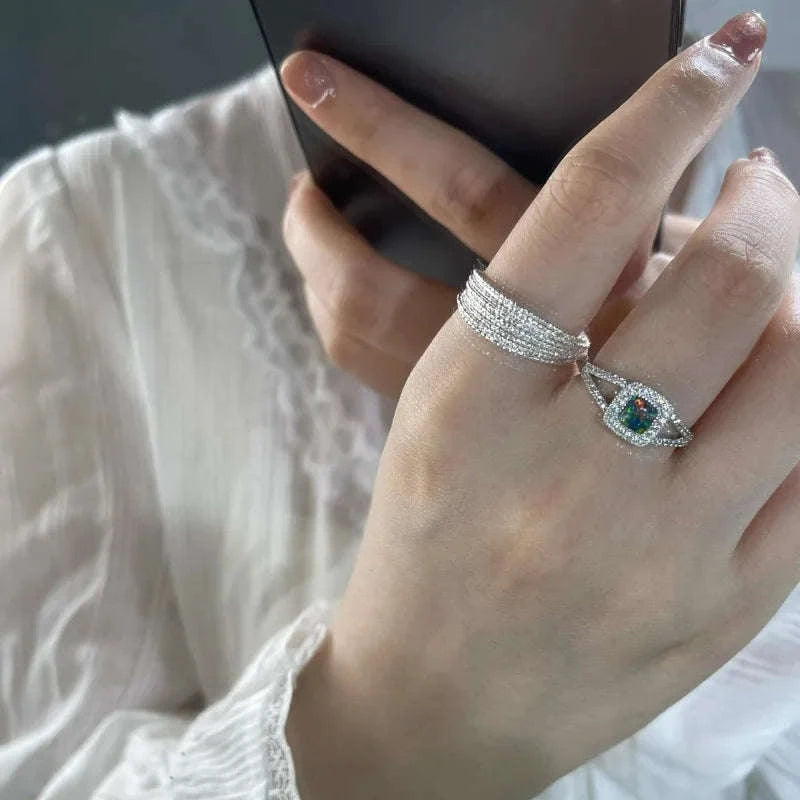 925 Sterling Silver Plated Hetian Jade Bamboo Ring-32WAA7448