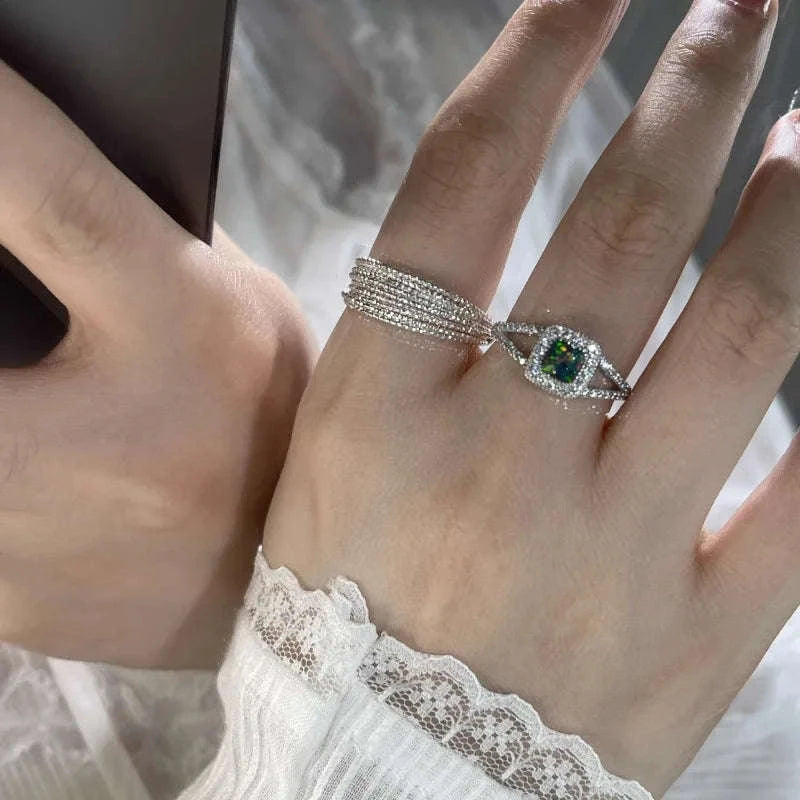 925 Sterling Silver Plated Hetian Jade Bamboo Ring-32WAA7448