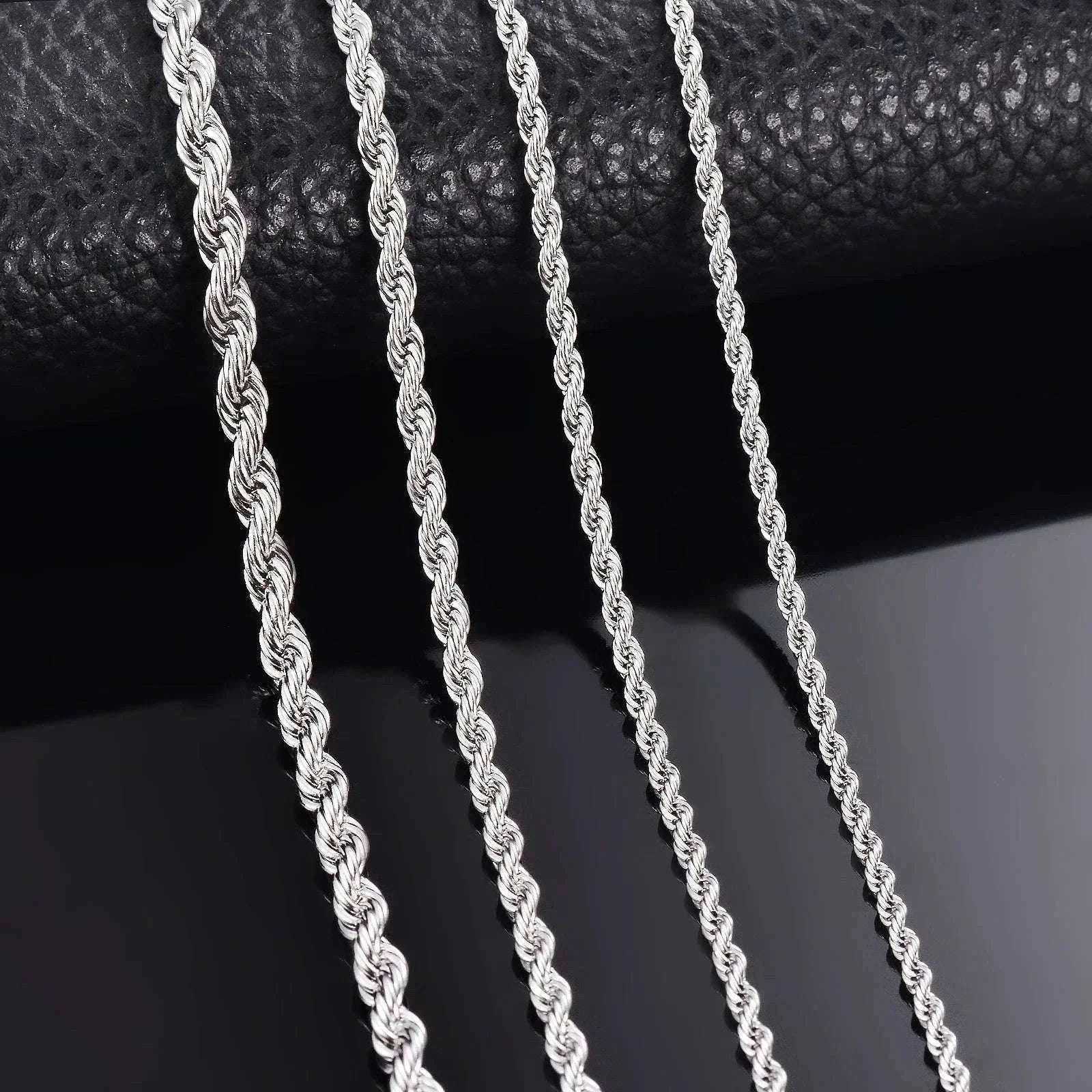 925 Sterling Silver Rope Chain Necklace or Bracelet-Length 60cm / 4mm