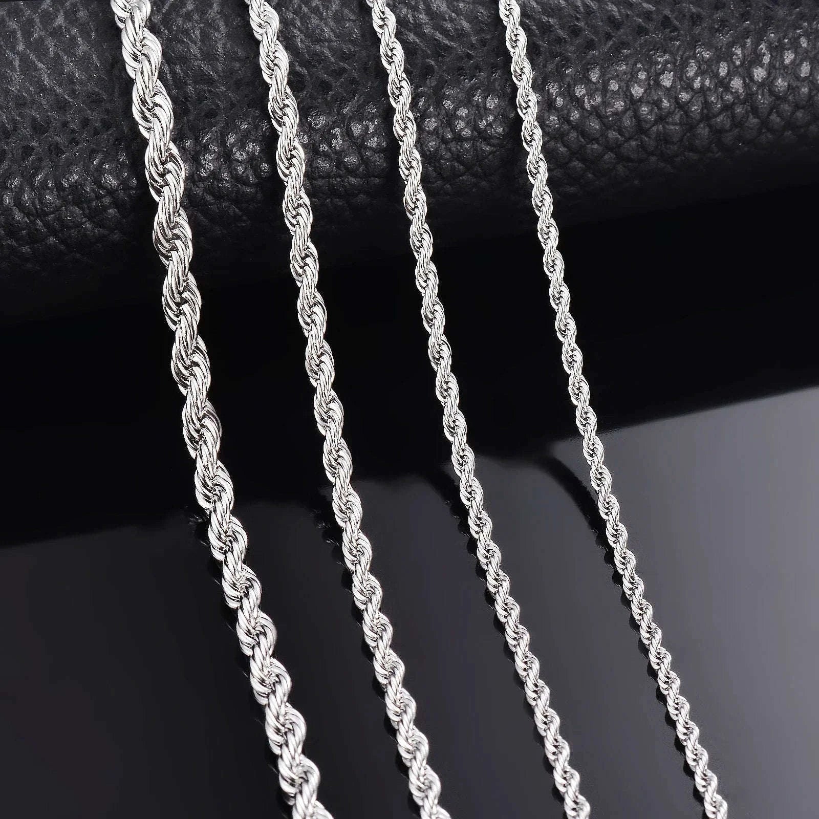 925 Sterling Silver Rope Chain Necklace or Bracelet-Length 60cm / 4mm
