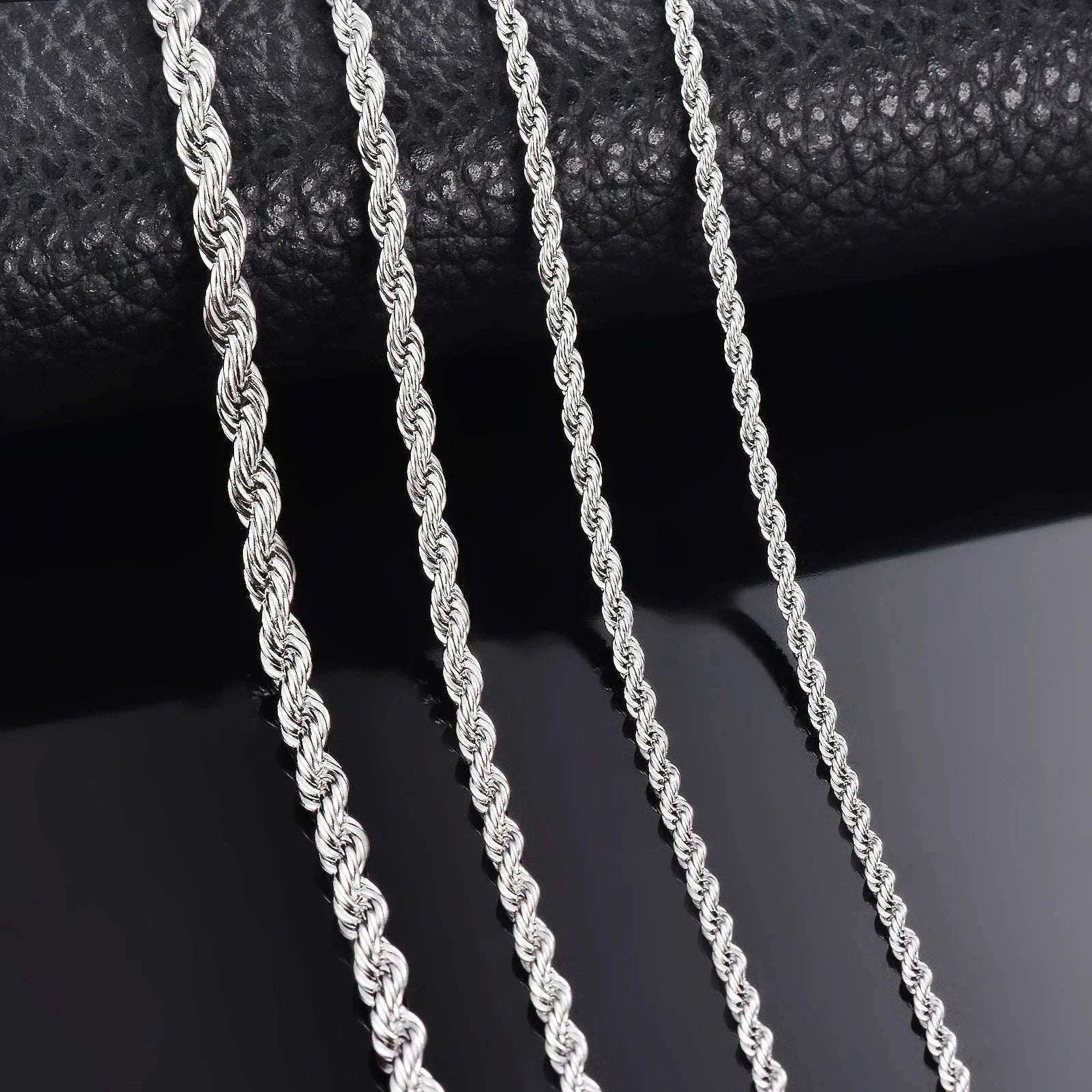 925 Sterling Silver Rope Chain Necklace or Bracelet-Length 60cm / 4mm