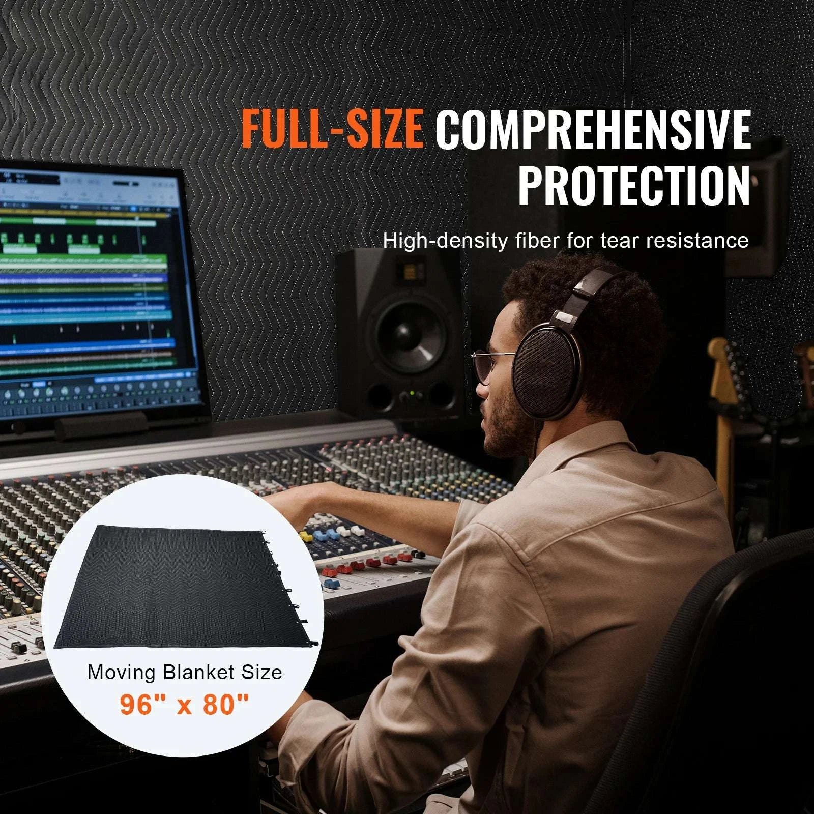 96 x 80 Sound Dampening Blanket with Grommets for Studio & Home-96 x 80in / CZECH REPUBLIC