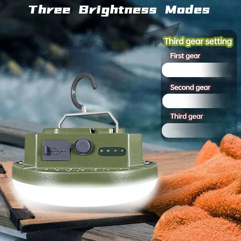 9900mAh Rechargeable Camping Lantern with Magnet and USB Charging-Green-MOS-13-Y