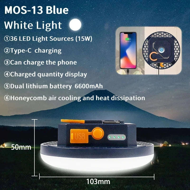 9900mAh Rechargeable Camping Lantern with Magnet and USB Charging-Green-MOS-13-Y