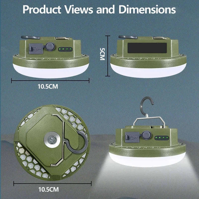 9900mAh Rechargeable Camping Lantern with Magnet and USB Charging-Green-MOS-13-Y