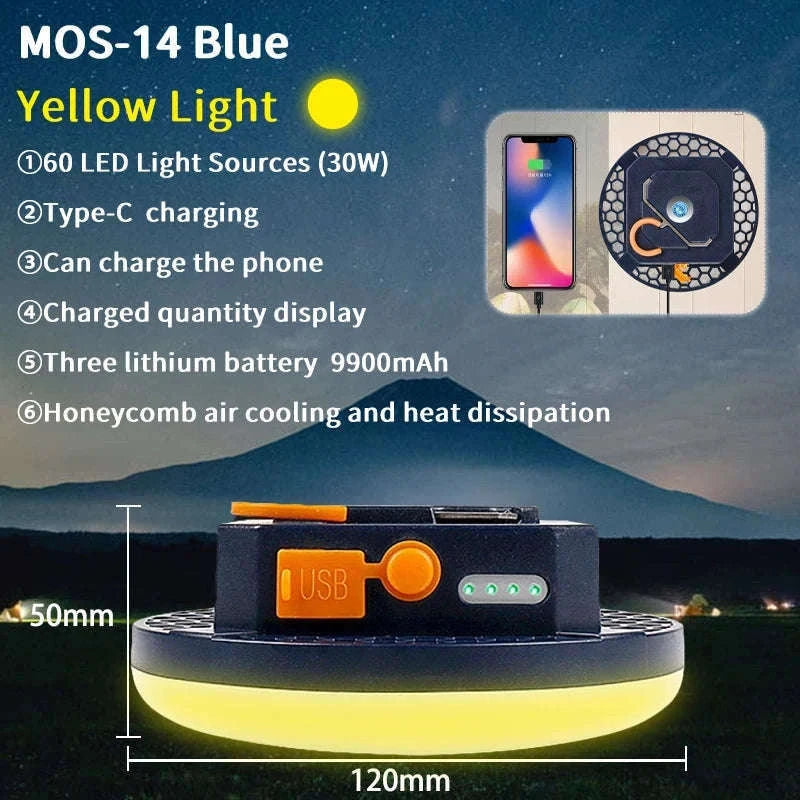 9900mAh Rechargeable Camping Lantern with Magnet and USB Charging-Green-MOS-13-Y
