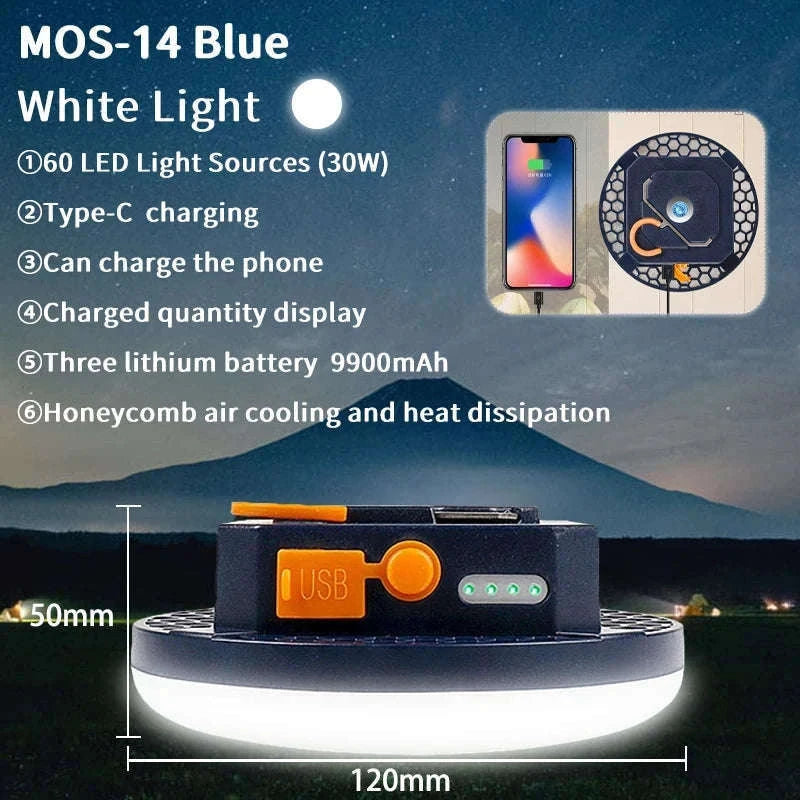 9900mAh Rechargeable Camping Lantern with Magnet and USB Charging-Green-MOS-13-Y