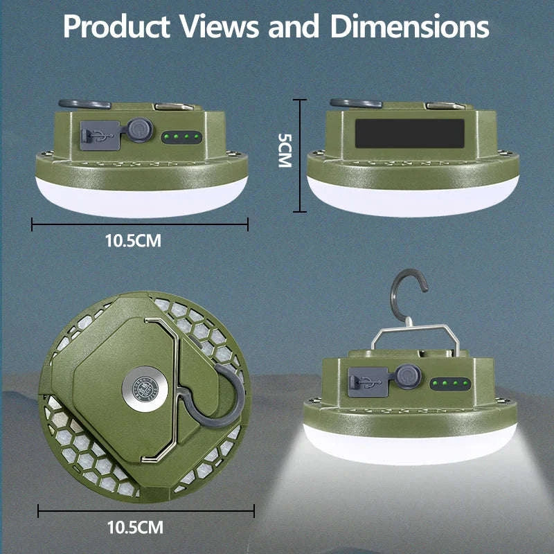 9900mAh Rechargeable Camping Lantern with Magnet and USB Charging-Green-MOS-13-Y