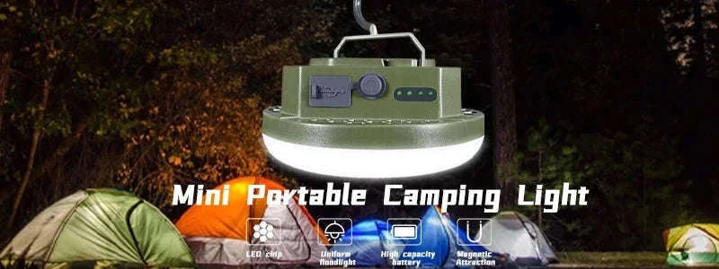 9900mAh Rechargeable Camping Lantern with Magnet and USB Charging-Green-MOS-13-Y
