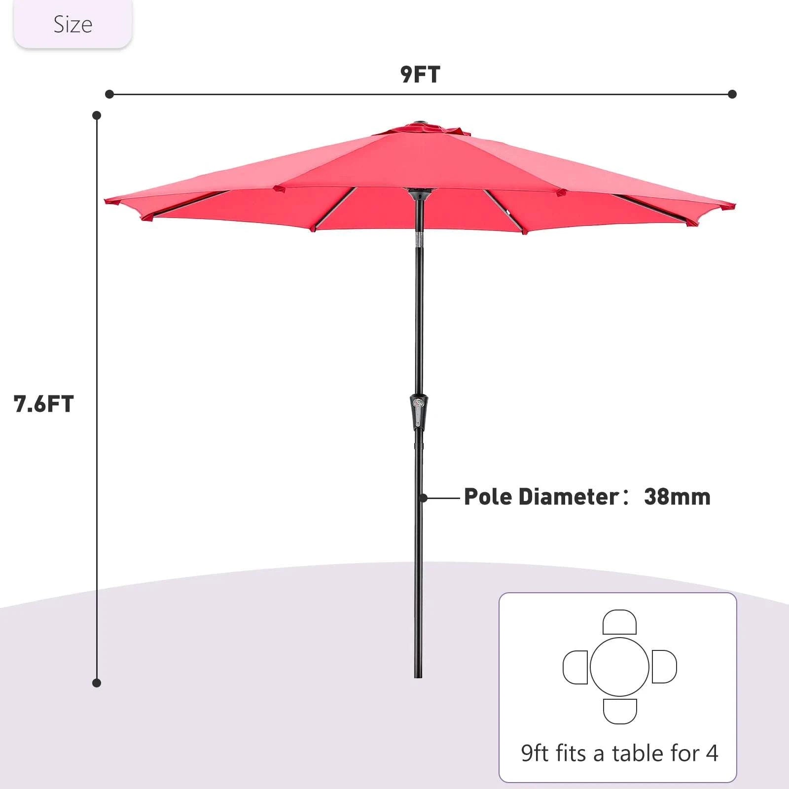9ft Patio Umbrella with Tilt & Crank – Outdoor Table Shade-BLUE / United States