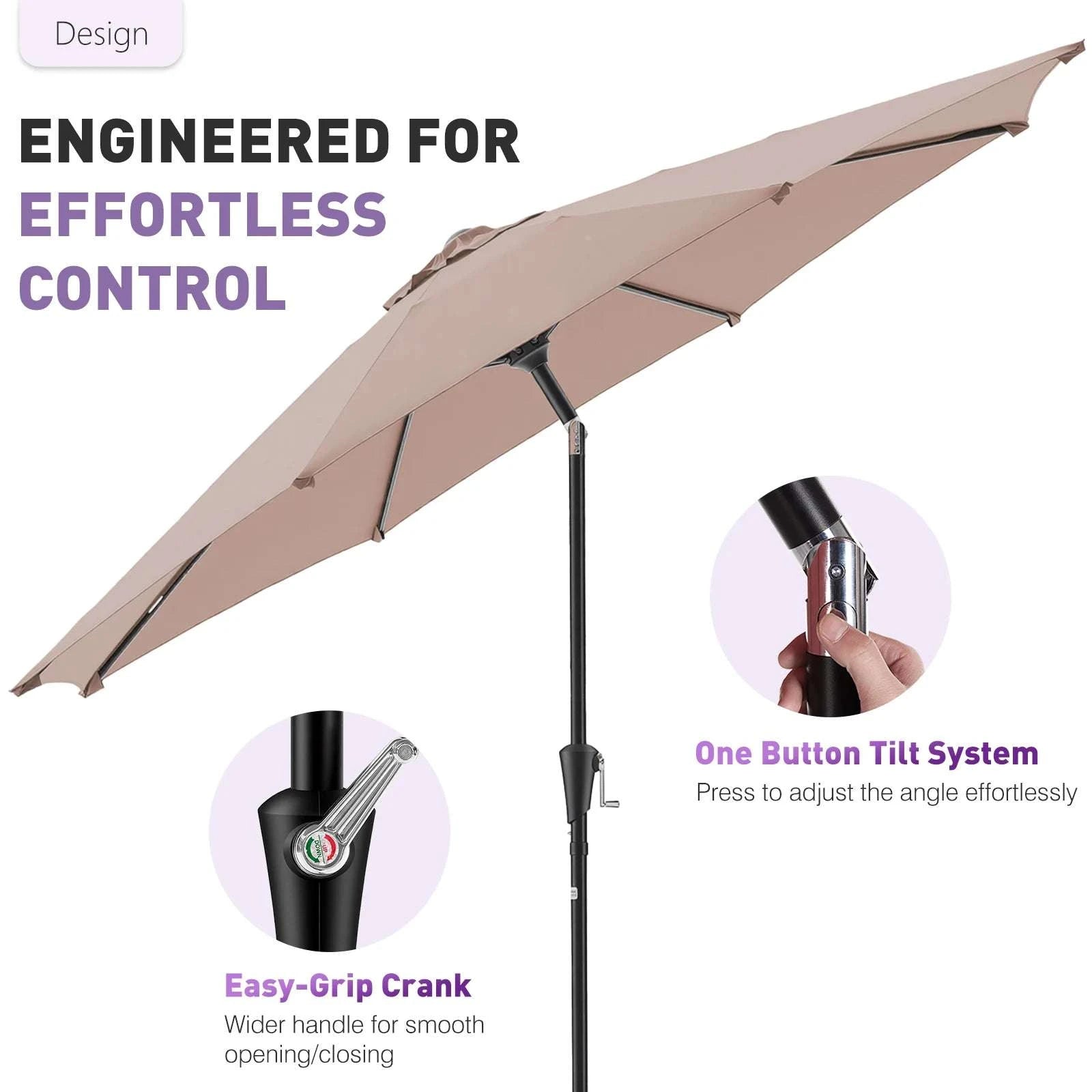 9ft Patio Umbrella with Tilt & Crank – Outdoor Table Shade-BLUE / United States