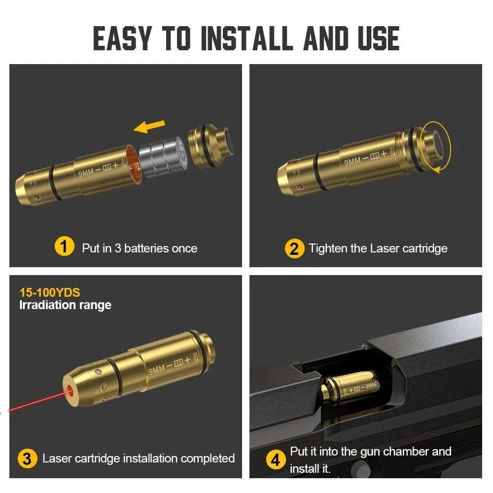 9mm Laser Training Cartridge for Dry Fire Pistol Practice-9MM cone head / United States