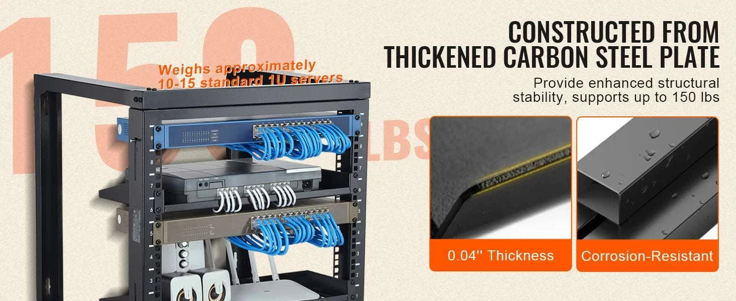 9U Wall Mount Server Rack 19 Inch Open Frame 150 lb Capacity-530 x 450 x 520 mm / spain
