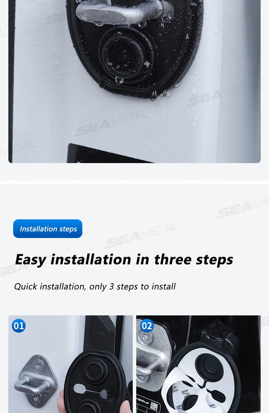 SEAMETAL 4Pcs Door Lock Buckle Cover for Car Door Buffer Cushion Anti-Scrtach Protection Cover Waterproof Door Shock Absorber
