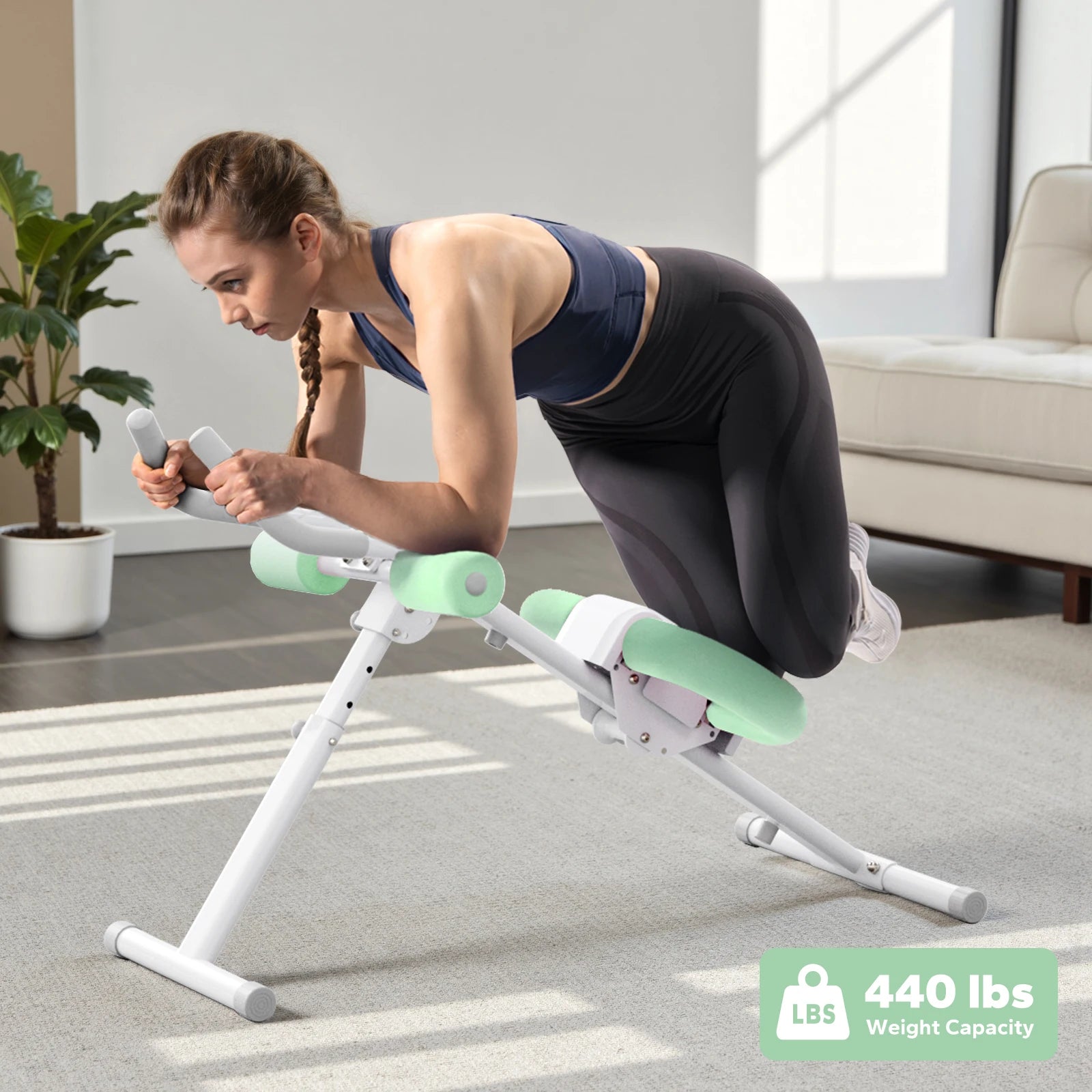 Adjustable Ab Trainer Machine Foldable Core Workout with LCD Monitor