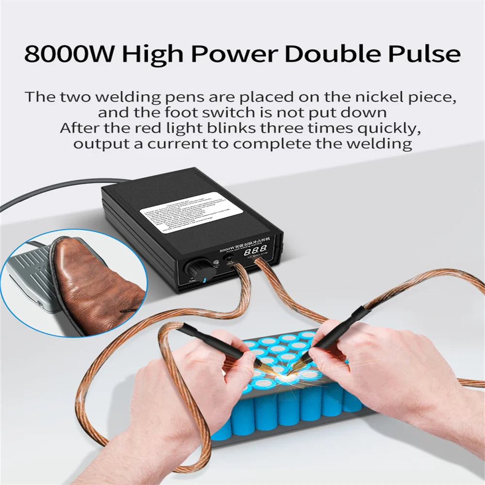 8000W Handheld Spot Welder for 18650 Battery Packs