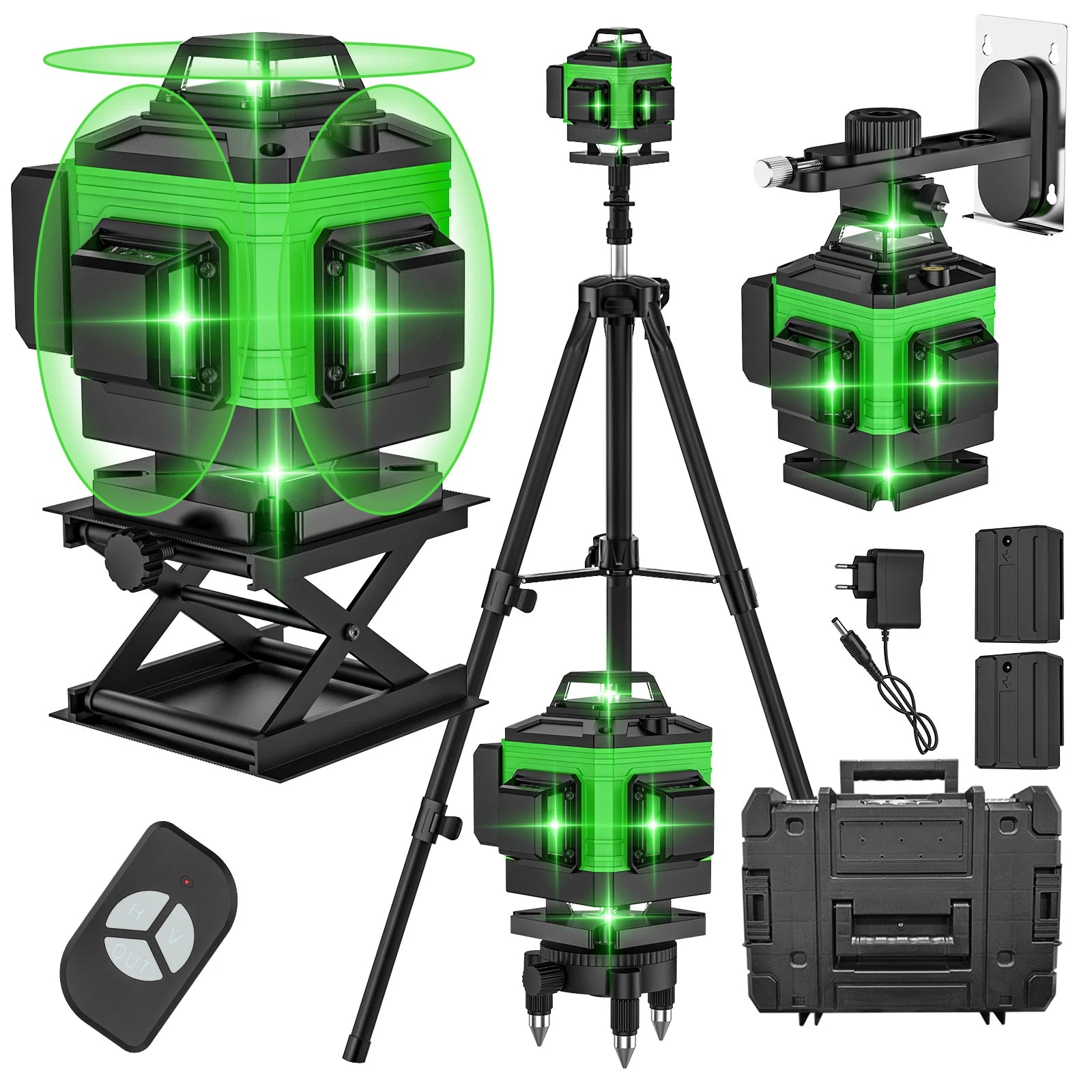 4D Laser Level with 360° Green Beam Projection
