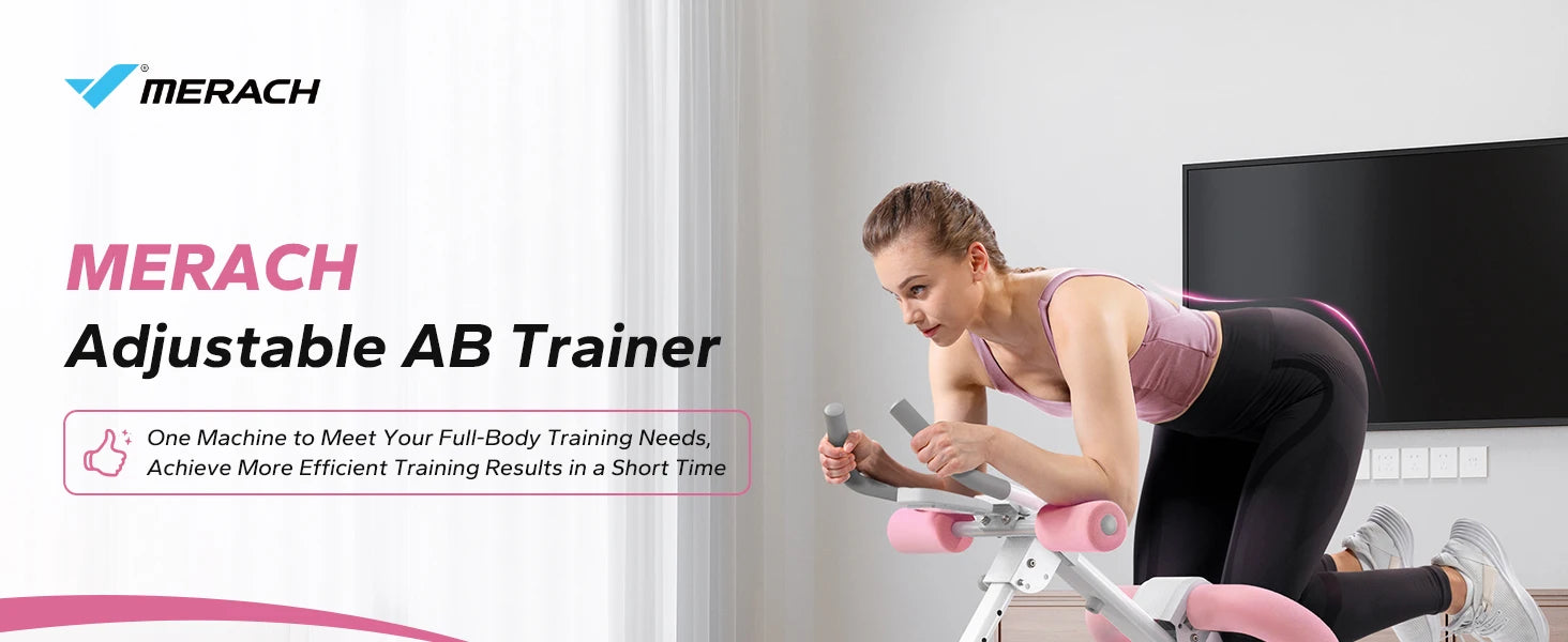 Adjustable Ab Trainer Machine Foldable Core Workout with LCD Monitor