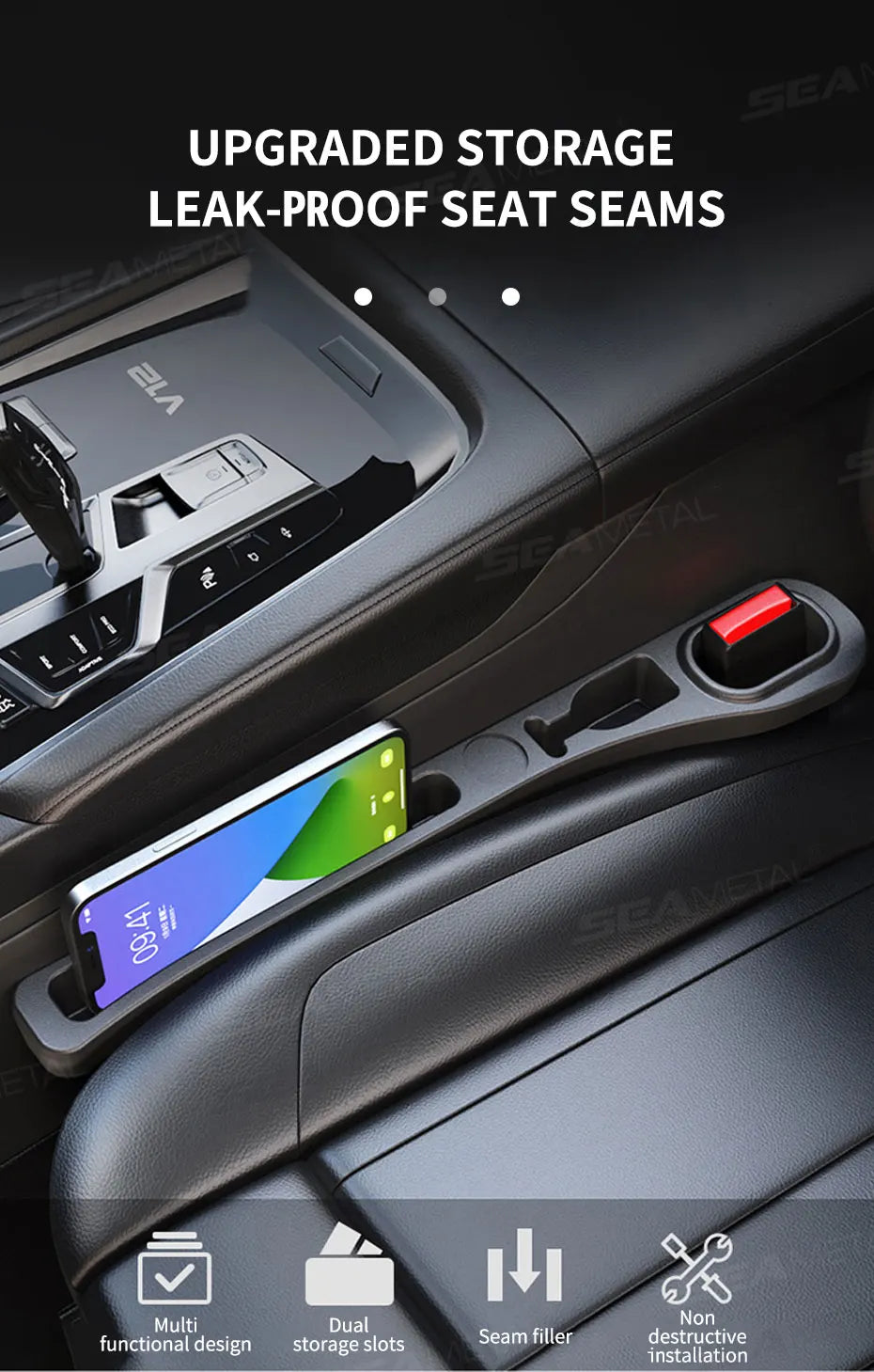 SEAMETAL Upgraded Car Seat Gap Filler 2Pcs Center Console Side Crevice Filler Strip Elastic Seat Gap Filling Strip Drop Blocker
