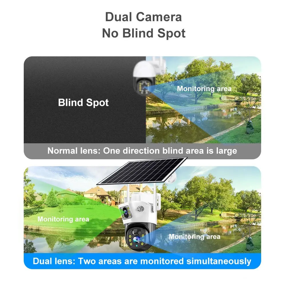 Solar Dual-Lens Security Camera 2K Pan/Tilt IP66