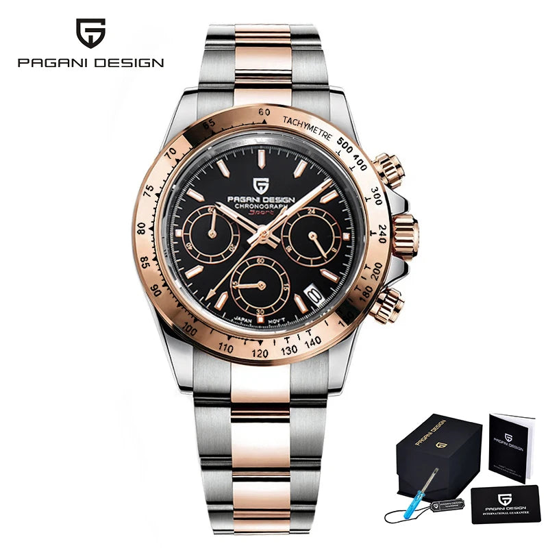 Meteorite Dial Men's Luxury Quartz Chronograph Watch