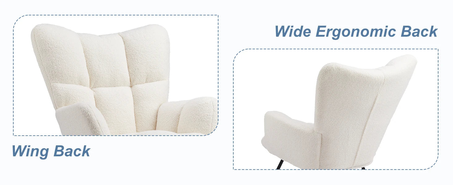 Teddy Fabric Glider Rocking Chair with High Back & Padded Seat