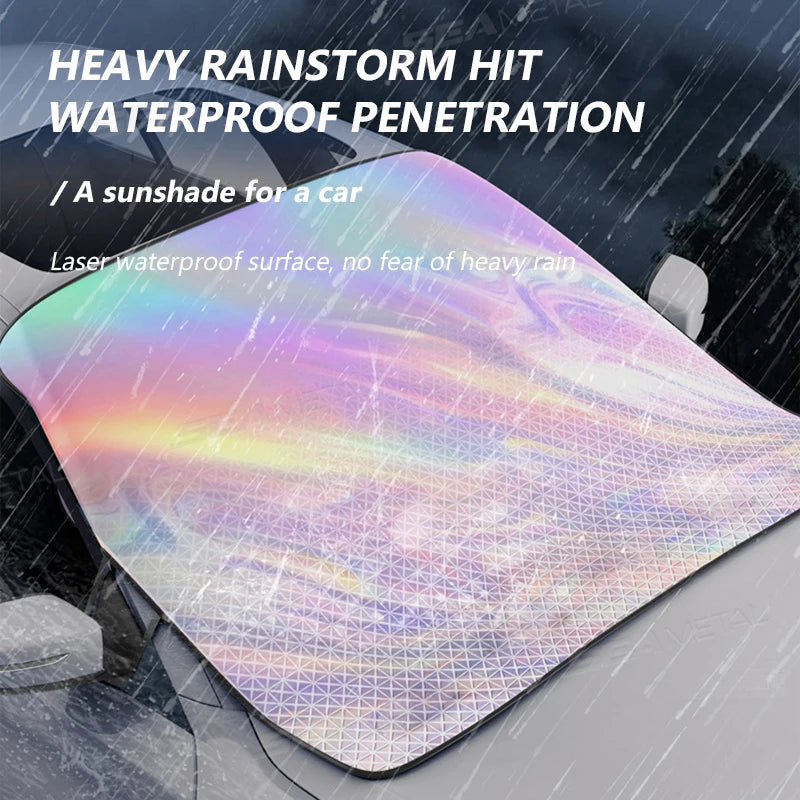 SEAMETAL Full-Coverage Car Sun Shade Outdoor Waterproof Windproof Windshield Sunshade Cover UV-Reflection Sun Protection Cover