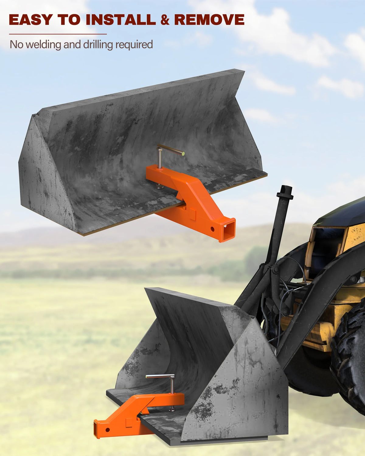 HiMISS Βαρύς 2" Ποιά Κλιπ-Ο Trailer Hitch Receiver για Τρακτέρ Μπεκ Σβήνισμα, Μπόλι Μάτσο Διακλαδιστής, Συμβατό με Deere, Συγκριτικά Φορτωμένο, SUV, Φορτηγά, Εύκολη Εγκατάσταση Χωρίς Τρύπα, Διπλός Διανομέας, Πορτοκαλί Χρώμα