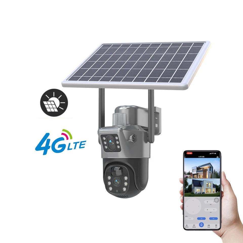4MP 4G Solar PTZ Security Camera with Dual Displays
