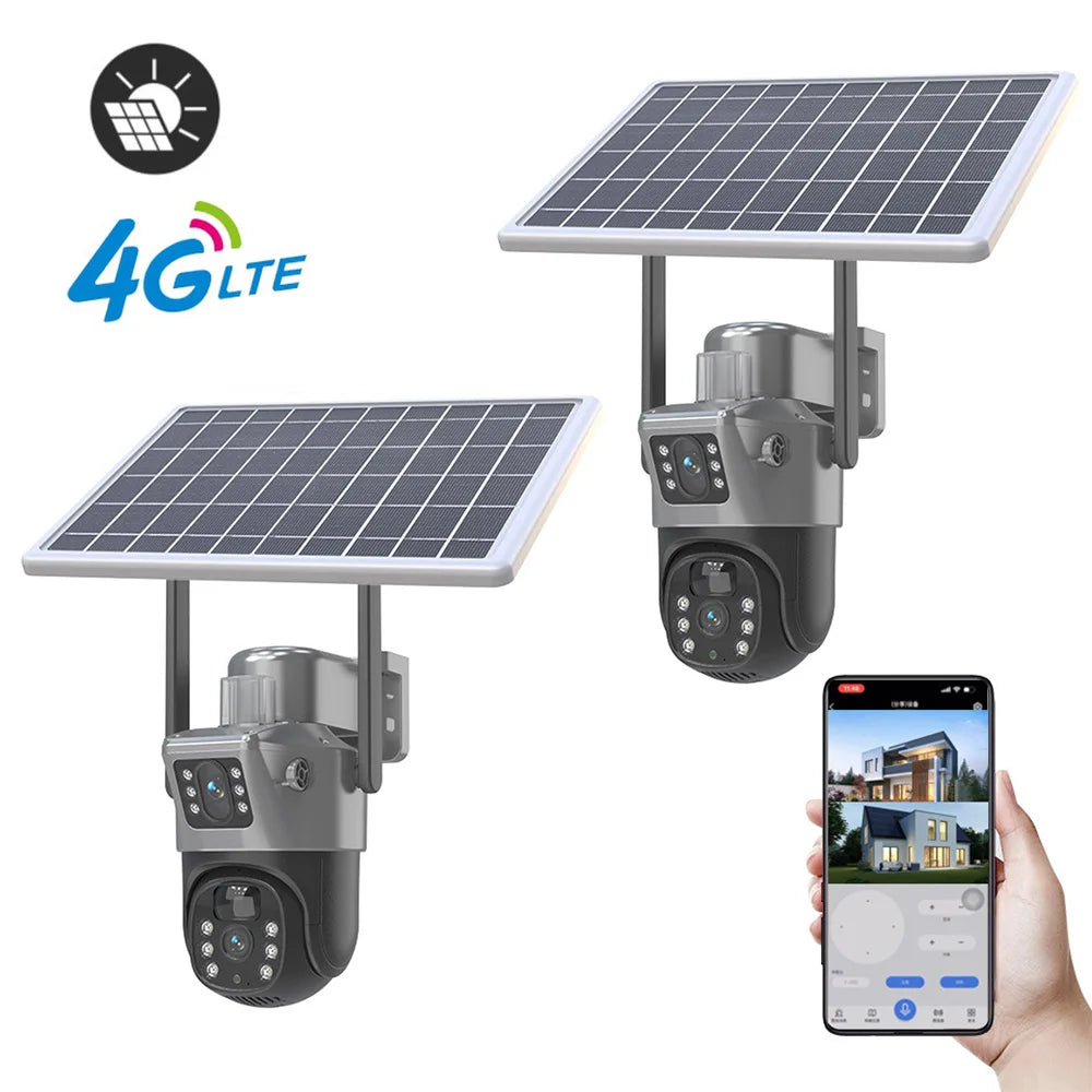 4MP 4G Solar PTZ Security Camera with Dual Displays