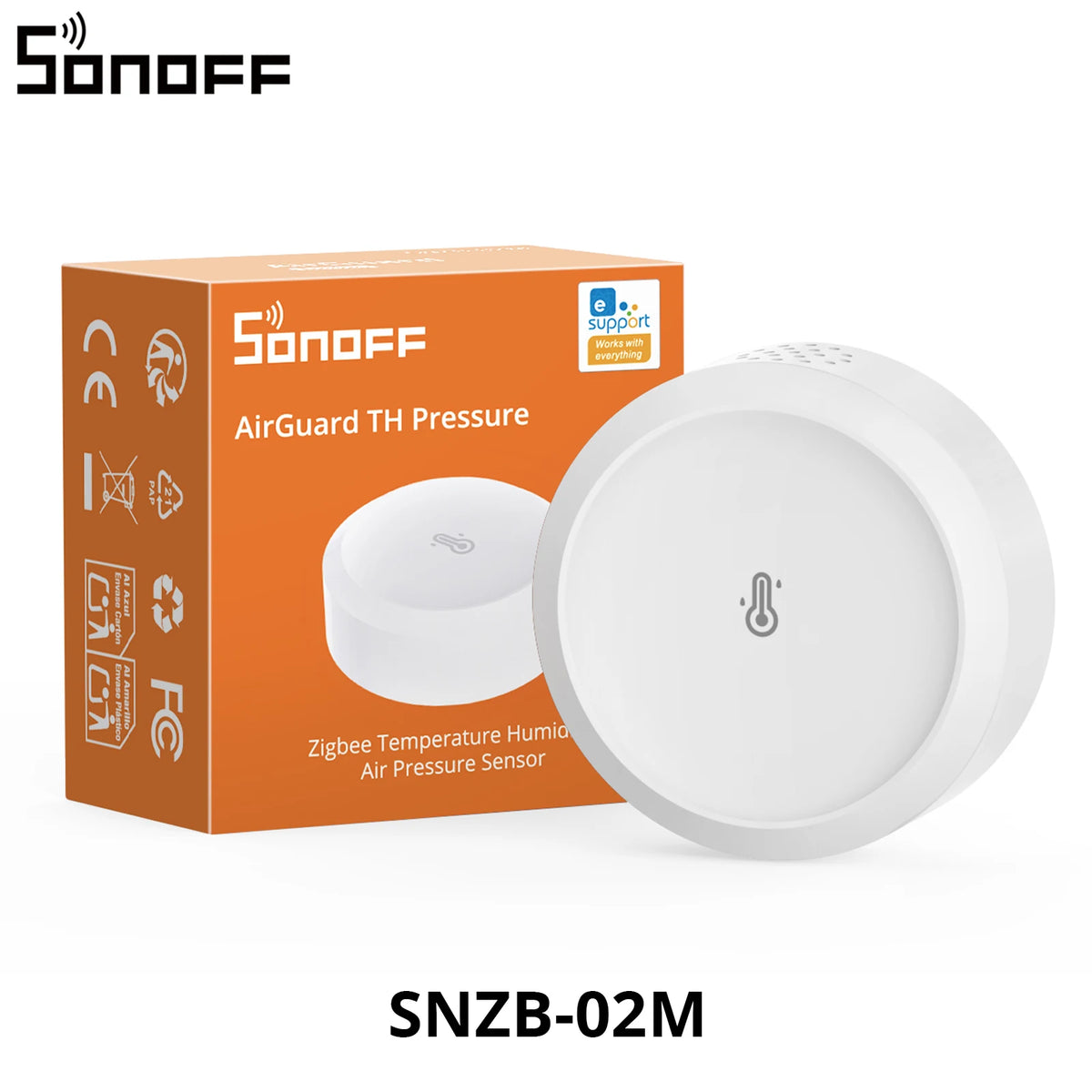 SONOFF SNZB-02M Zigbee 3.0 Temperature, Humidity, and Air Pressure Sensor, Monitors Dew Point and VPD, Compatible with Apple Home via Matter Bridge