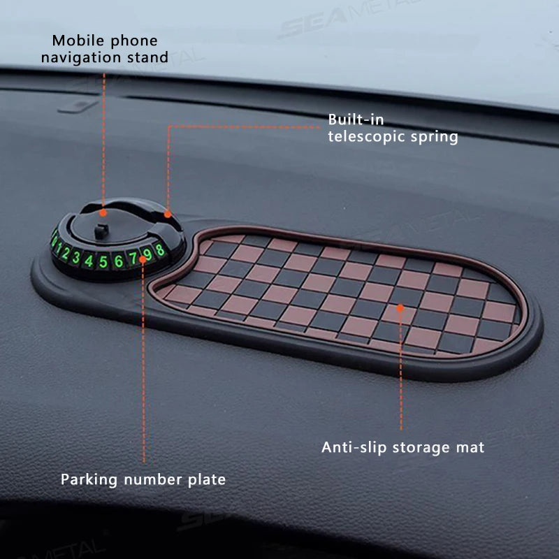 SEAMETAL 2 in 1 Dashboard Anti Slip Mat with Phone Mount 360-Degree Rotation Car Phone Holder Non-Slip Adhesive Mat for Car