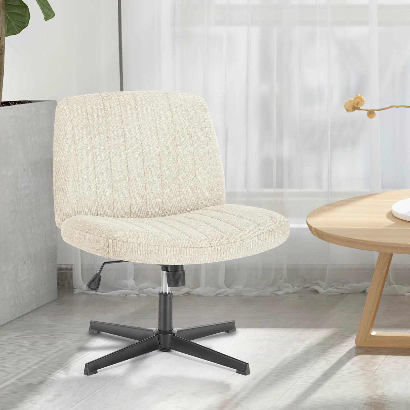 Wide Cross-Legged Office Chair Armless Adjustable Swivel Seat