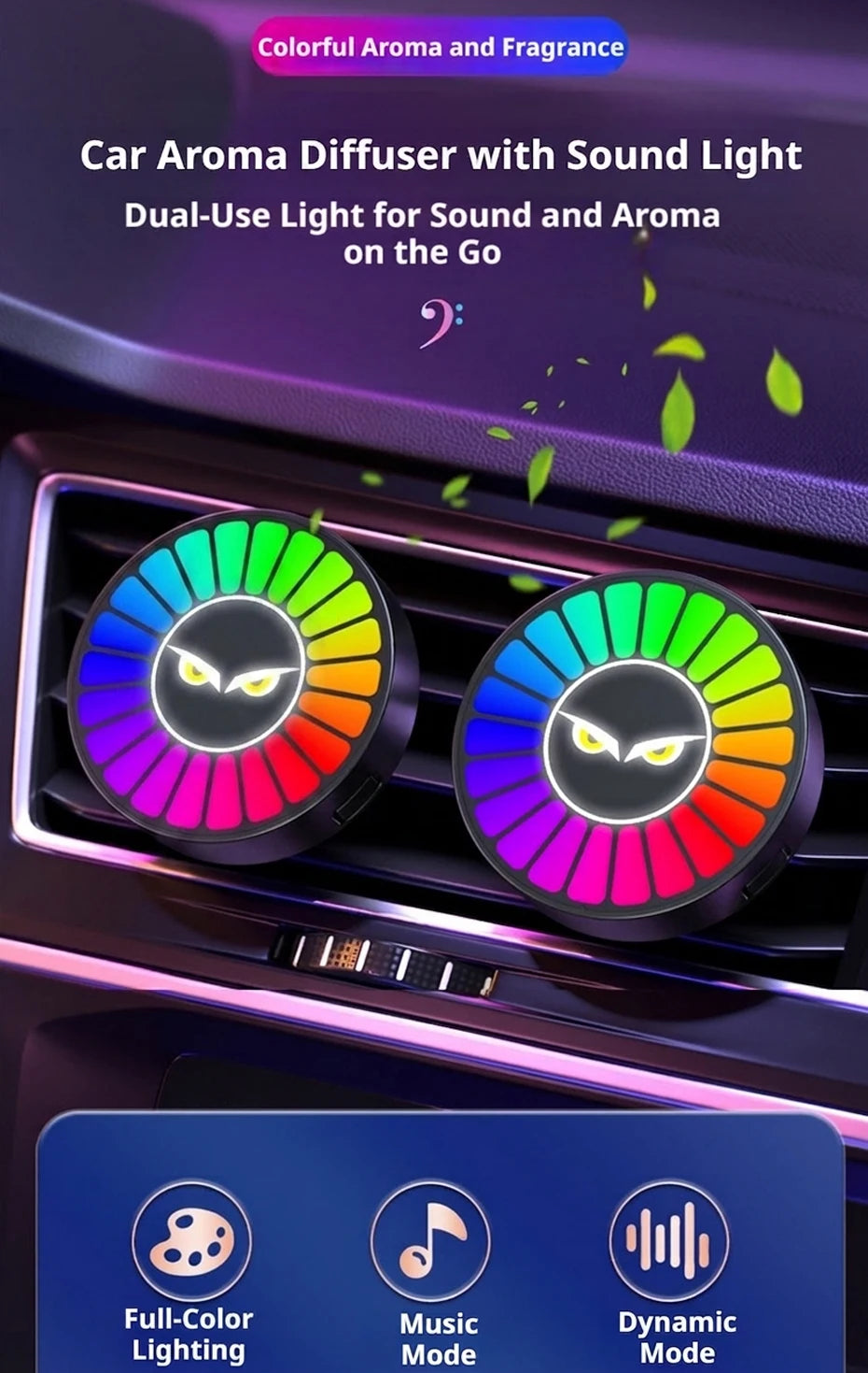 Car Aromatherapy Lamp with Motion Sensor and RGB Light