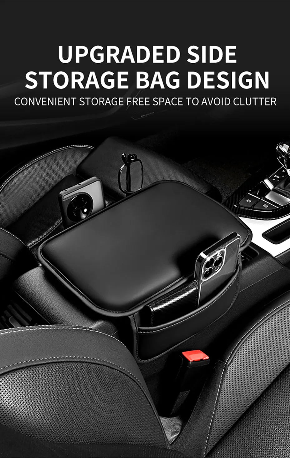 SEAMETAL Car Arm Rest Extension Cushion Anti Scratch PU Leather Armrest Cover Universal Auto Center Console Box Protector Pad