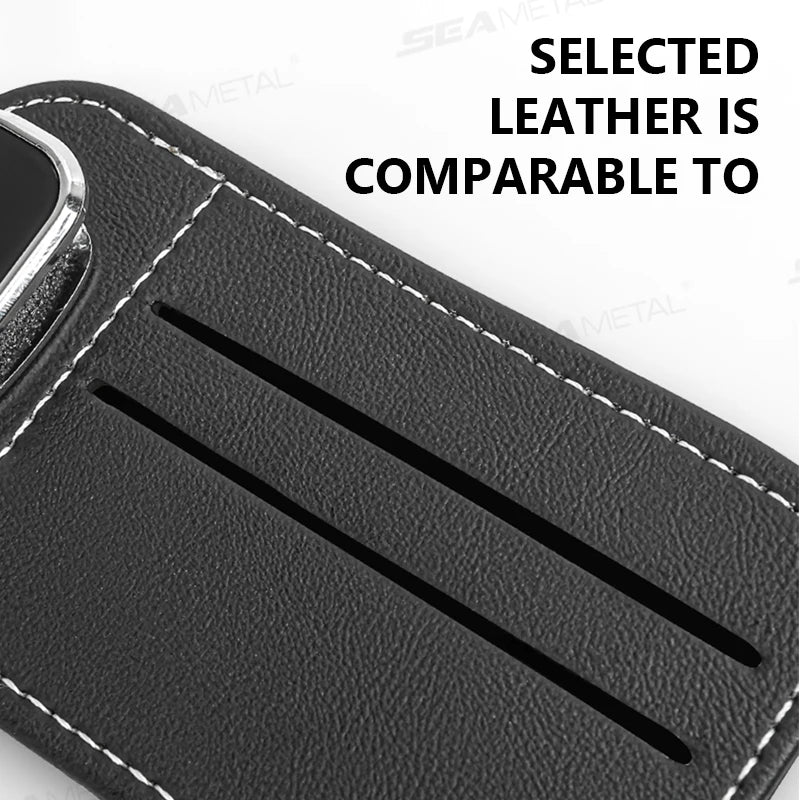 SEAMETAL Car Sun Visor Glasses Clip PU Leather Scratch-Free Sunglasses Holder with Card Storage Bag Universal Eyeglasses Holder