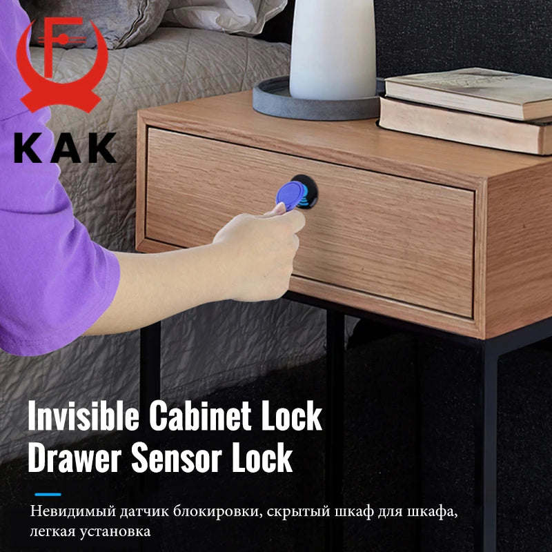 قفل إلكتروني KAK لخزانة مقفلة بنظام RFID قفل خزانة غير مرئي قفل درج مخفي أقفال بدون مفتاح أمان الأطفال قفل باب أجهزة قفل