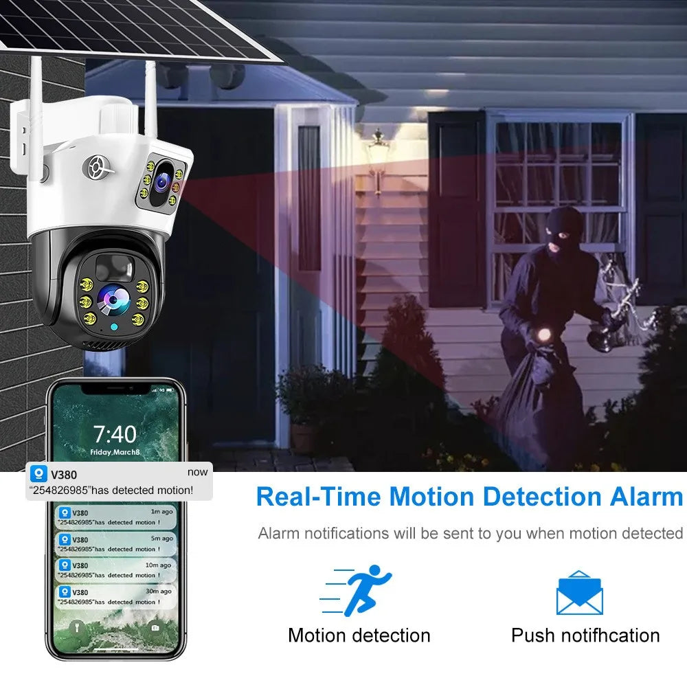 Solar Dual-Lens Security Camera 2K Pan/Tilt IP66