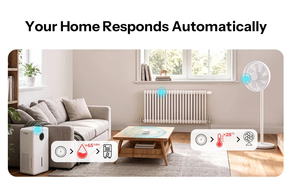 SONOFF SNZB-02M Zigbee 3.0 Temperature, Humidity, and Air Pressure Sensor, Monitors Dew Point and VPD, Compatible with Apple Home via Matter Bridge