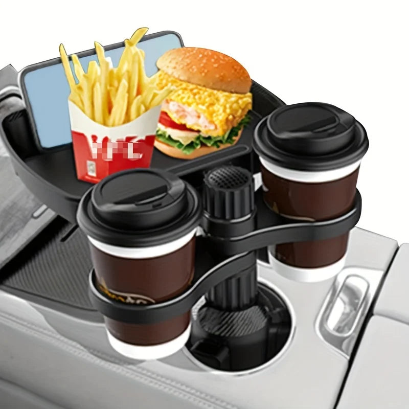 Adjustable Car Cup Holder Tray, Three Layout Options