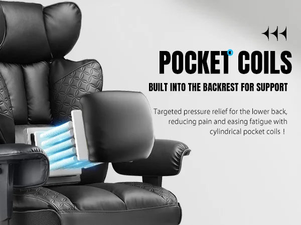Ergonomic Leather Office Chair with Footrest & Reclining Back