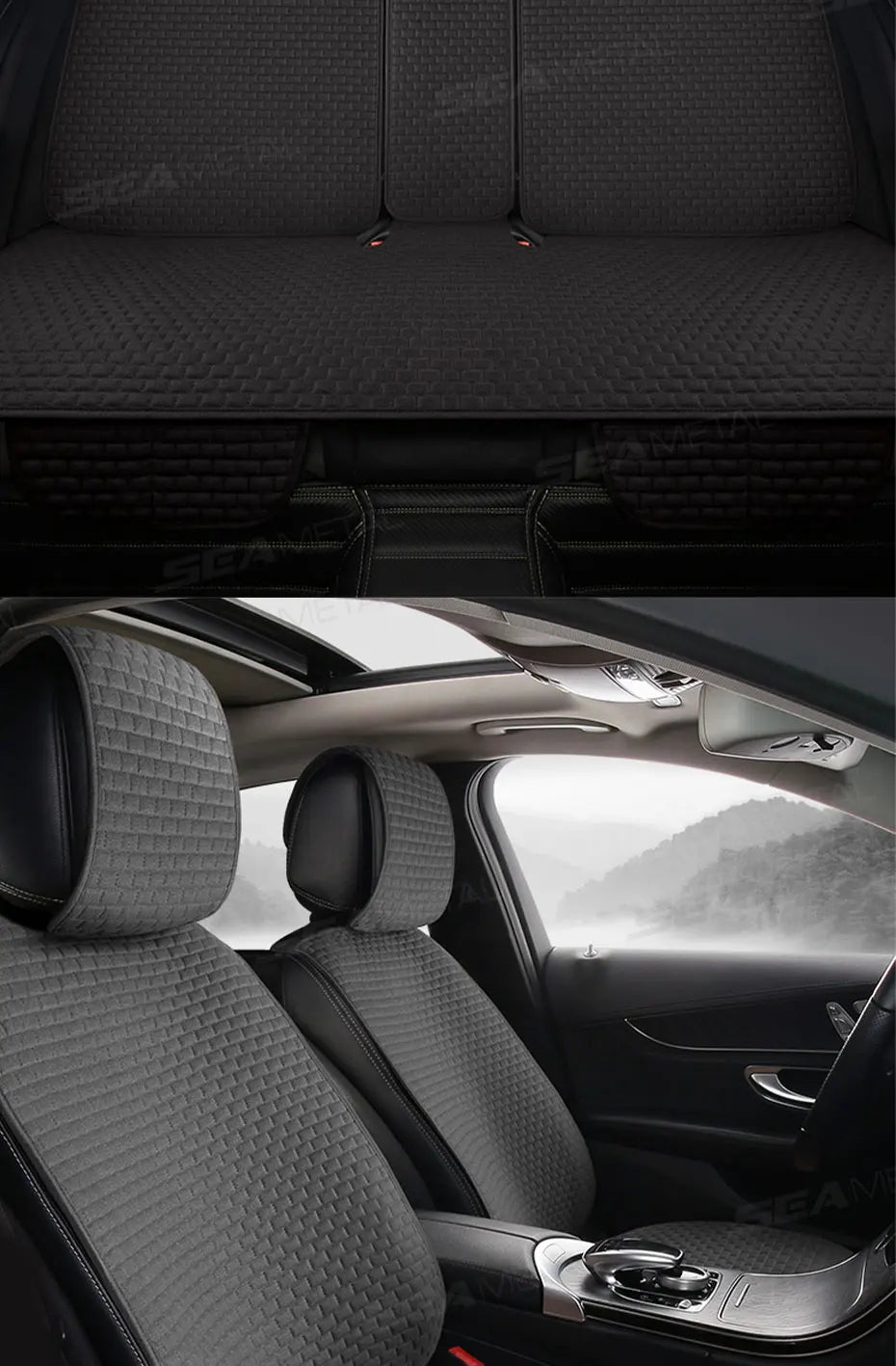 SEAMETAL Breathable Car Seat Cover 100% Linen Cooling Seat Cushion Wear-Resistant Sweat-Absorbing Seat Protector for Suv Sedan